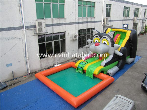 inflatable cartoon slide with pool (3)